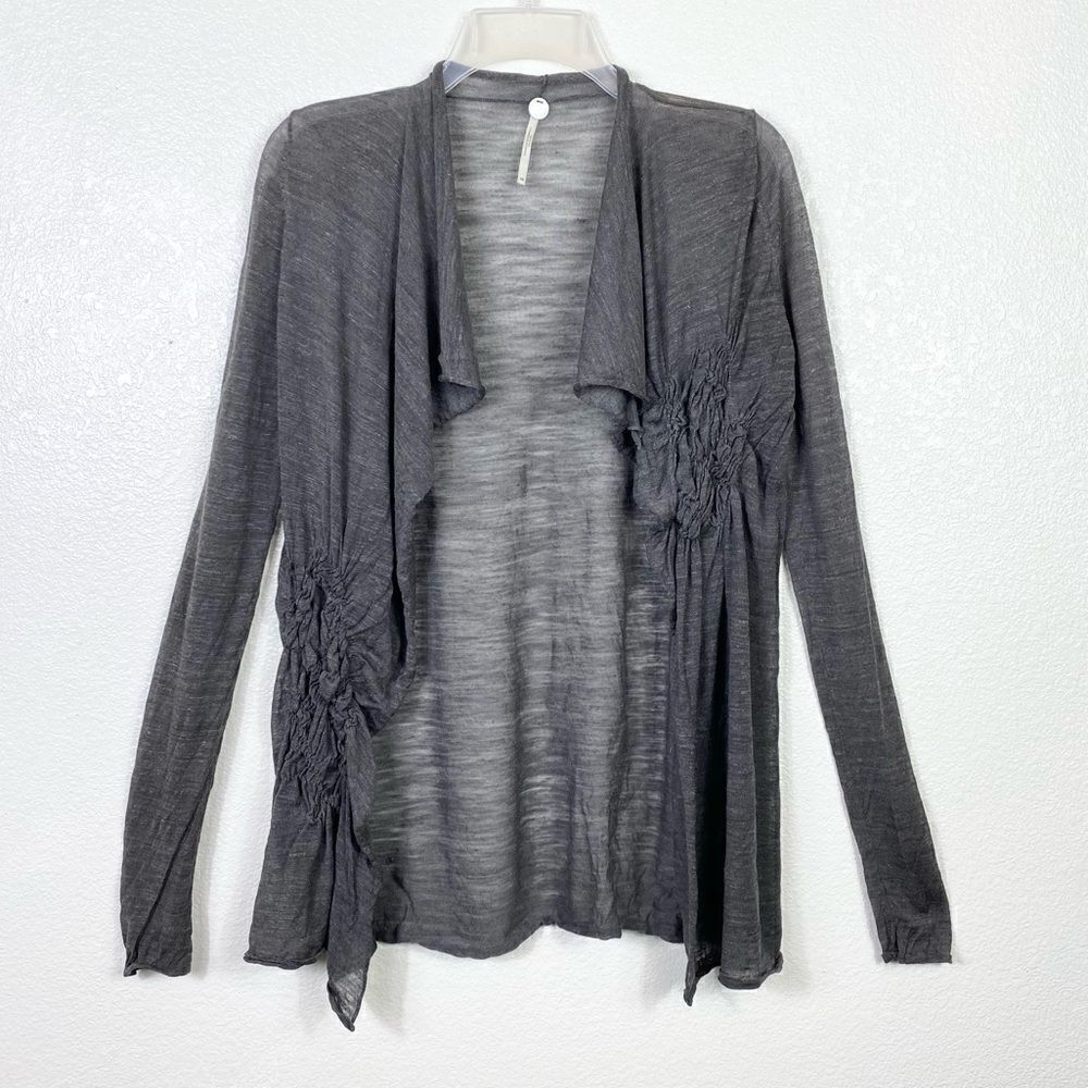 Margaret O’Leary Grey Scrunched Lightweight Cardigan Sweater
